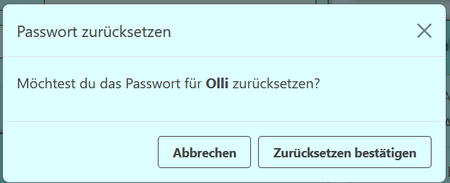 Passwort ändern Auswahl