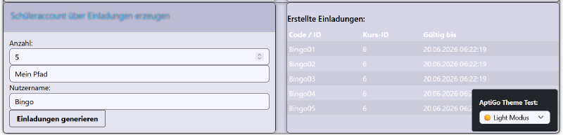 Generierte Accountdaten